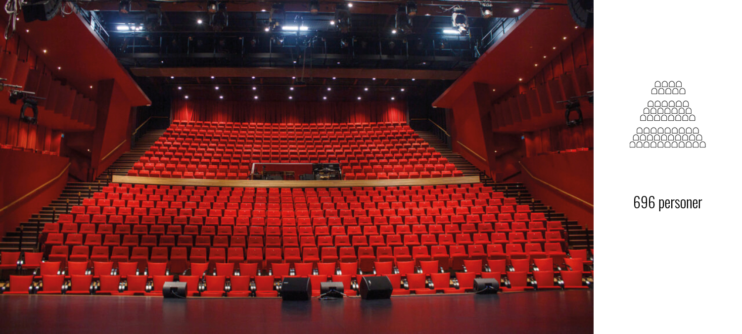 Bildet viser Store Torungen i Arendal Kulturhus med oppsett amfi (696 pax)